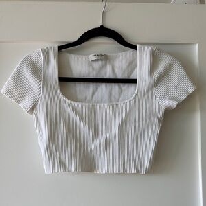 Aritzia White Ribbed Crop Top